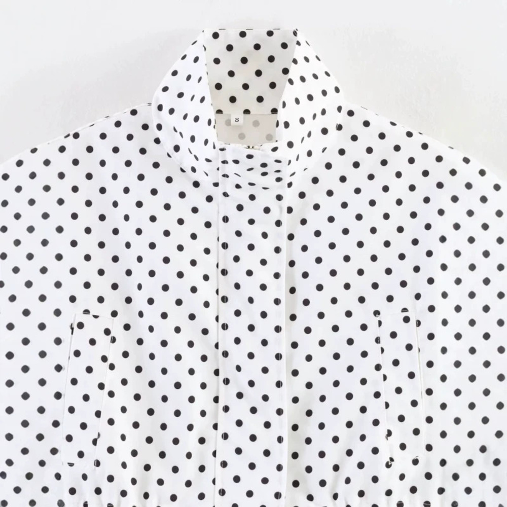ZARA Fashion Polka Dot Drawstring Waist Loose Jacket